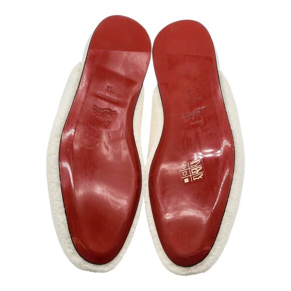 Christian Louboutin Navy Coolito Donna Flat White Boa Logo Mules EU 38 US 8 - Picture 6 of 8